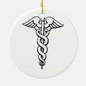 Caduceus medisch symbool keramisch ornament (Achterkant)