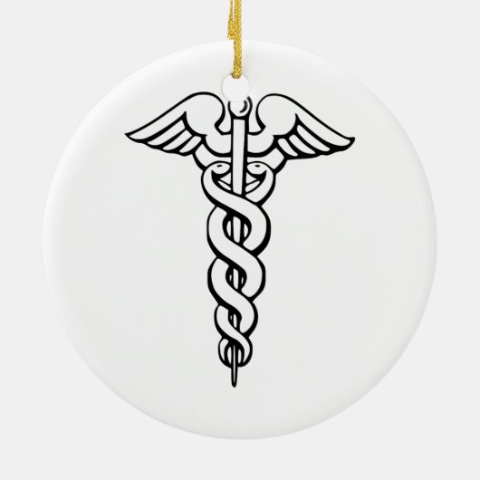Caduceus medisch symbool keramisch ornament (Achterkant)