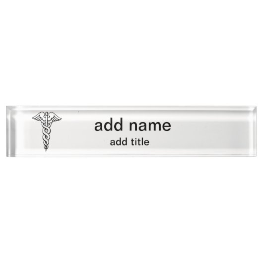Caduceus medisch symbool naambordje (Voorkant)