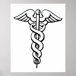 Caduceus medisch symbool poster
