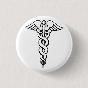 Caduceus Medisch Symbool Ronde Button 3,2 Cm