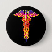 Caduceus medisch symbool ronde button 7,6 cm (Voorkant)