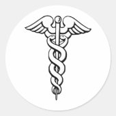 Caduceus Medisch Symbool Ronde Sticker (Voorkant)