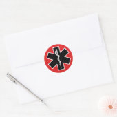 Caduceus medisch symbool (rood wit zwart) ronde sticker (Envelop)