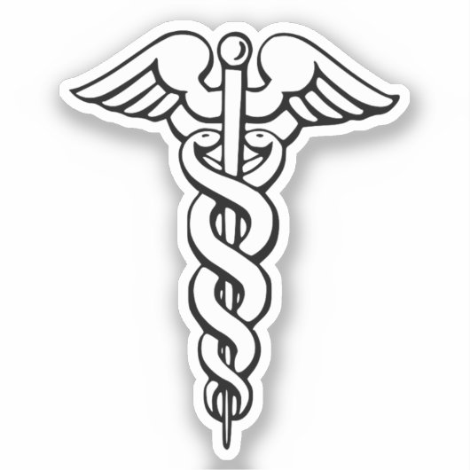 Caduceus medisch symbool sticker (Voorkant)