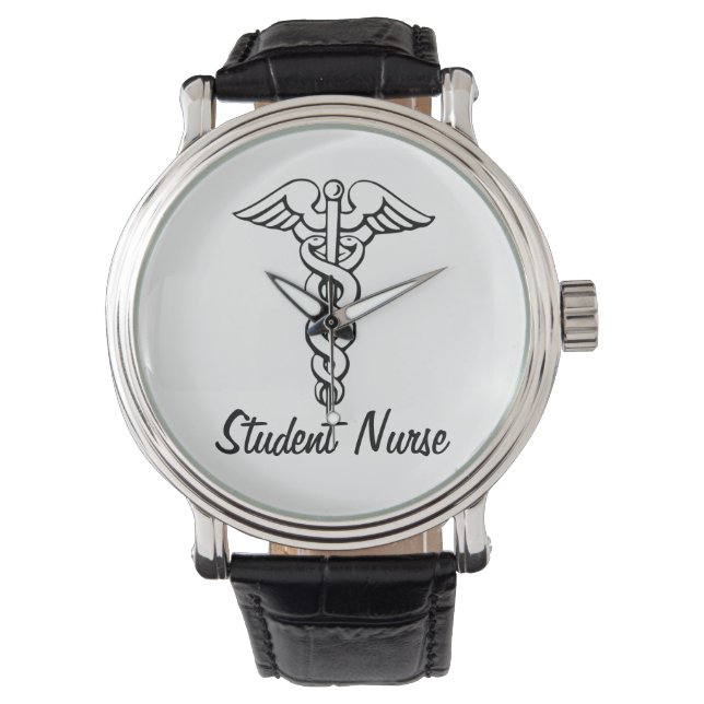Caduceus Medisch Symbool Verpleegkundige Student Horloge (Voorkant)