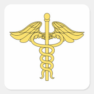 Caduceus medisch symbool vierkante sticker