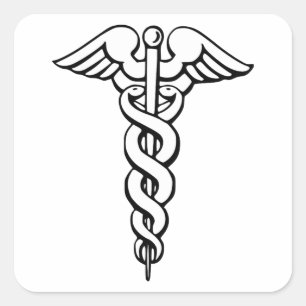 Caduceus medisch symbool vierkante sticker