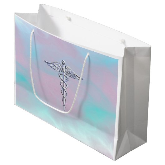 Caduceus medisch symbool voor moeder achterdeur large cadeautasje (Voorkant Gekanteld)