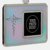 Caduceus medisch symbool voor moeder achterdeur verzilverd omlijst ornament (Rechts)