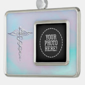 Caduceus medisch symbool voor moeder achterdeur verzilverd omlijst ornament (Links)