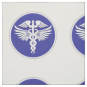 Caduceus medisch teken blauw wit stof (Swatch)
