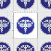 Caduceus medisch teken blauw wit stof (Delen)