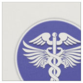 Caduceus medisch teken blauw wit stof (Close Up)