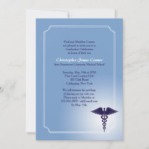 Caduceus Medische Zorg Blauwe Afstudeeruitnodiging Kaart