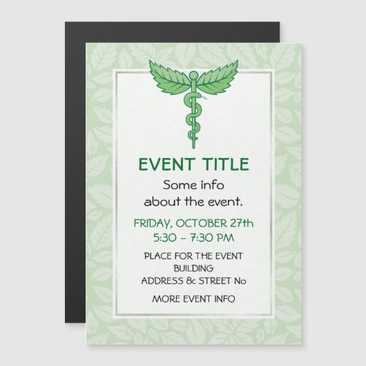 Caduceus met achtergrond van bladeren (Voorkant / Achterkant)