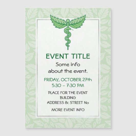 Caduceus met achtergrond van bladeren (Voorkant)