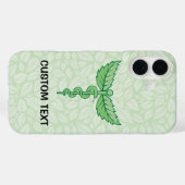 Caduceus met achtergrond van bladeren Case-Mate iPhone case (Achterkant (horizontaal))