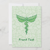 Caduceus met achtergrond van bladeren kaart (Voorkant)