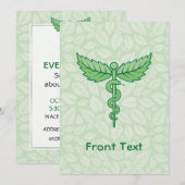 Caduceus met achtergrond van bladeren kaart (Voorkant / Achterkant)