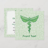 Caduceus met achtergrond van bladeren kaart (Voorkant / Achterkant)