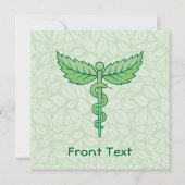 Caduceus met achtergrond van bladeren kaart (Voorkant)