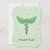 Caduceus met achtergrond van bladeren kaart (Voorkant)