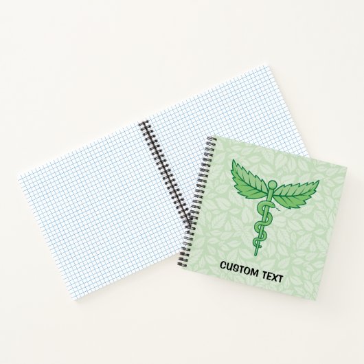 Caduceus met achtergrond van bladeren notitieboek (Binnen)
