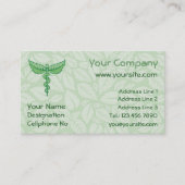 Caduceus met achtergrond van bladeren visitekaartje (Voorkant)