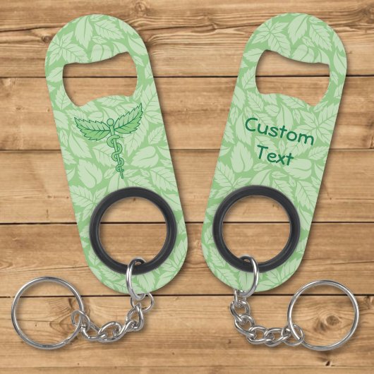 Caduceus met bladachtergrond mini flessenopener