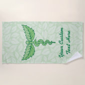 Caduceus met bladachtergrond strandlaken (Voorkant)