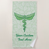 Caduceus met bladachtergrond strandlaken (Voorkant)