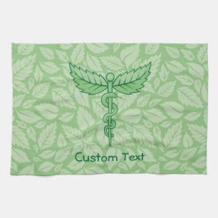 Caduceus met bladeren Achtergrond Handdoek