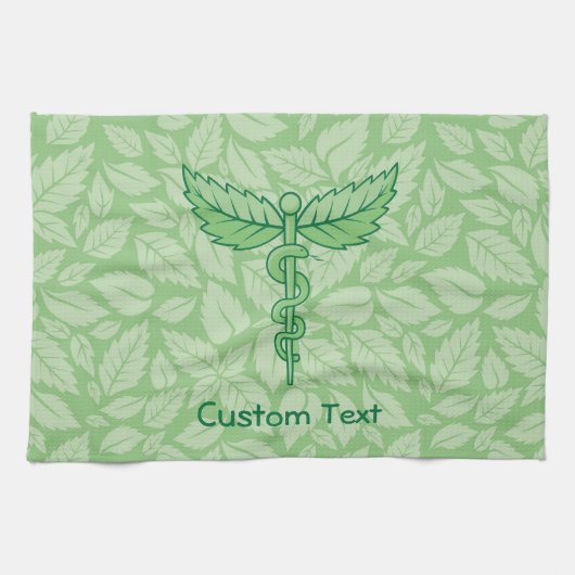 Caduceus met bladeren Achtergrond Handdoek (Horizontaal)