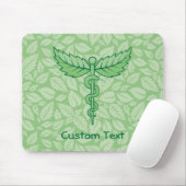 Caduceus met Bladeren Achtergrond Muismat (Met muis)