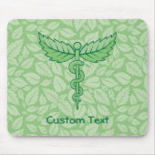 Caduceus met Bladeren Achtergrond Muismat (Voorkant)