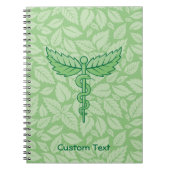 Caduceus met Bladeren Achtergrond Notitieboek (Voorkant)