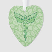 Caduceus met bladeren Achtergrond Ornament (voorkant)