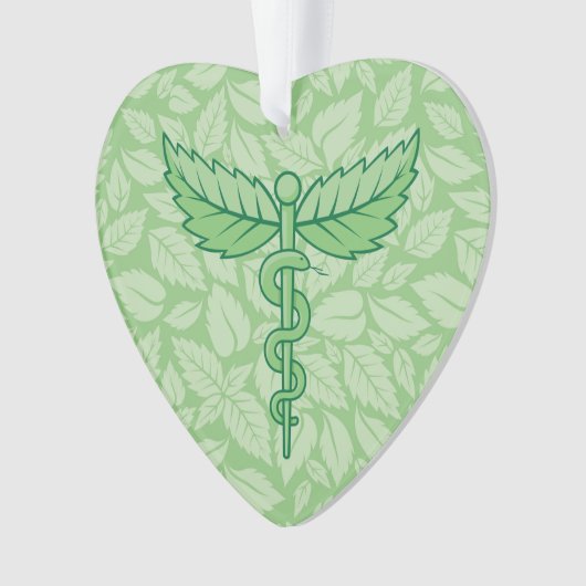 Caduceus met bladeren Achtergrond Ornament (voorkant)