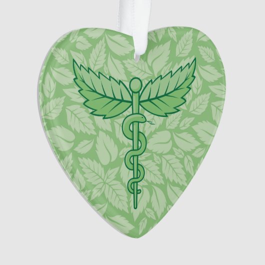 Caduceus met bladeren Achtergrond Ornament (voorkant)