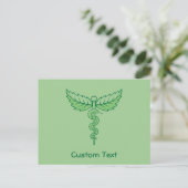 Caduceus met bladeren briefkaart (Staand voorkant)
