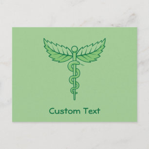Caduceus met bladeren briefkaart