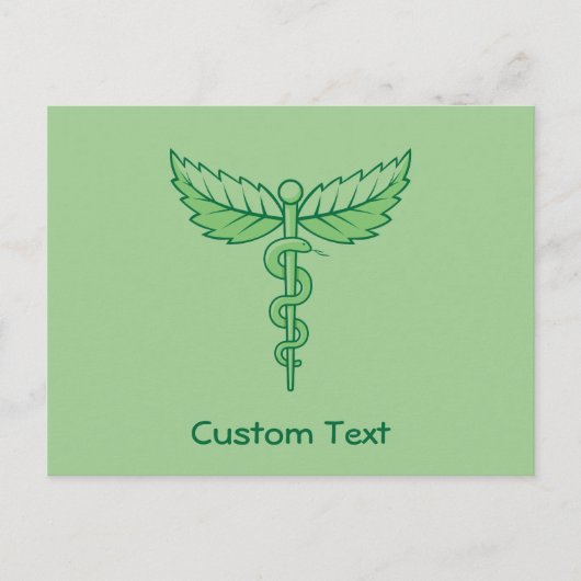 Caduceus met bladeren briefkaart (Voorkant)