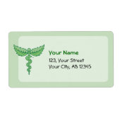 Caduceus met bladeren etiket (Voorkant)