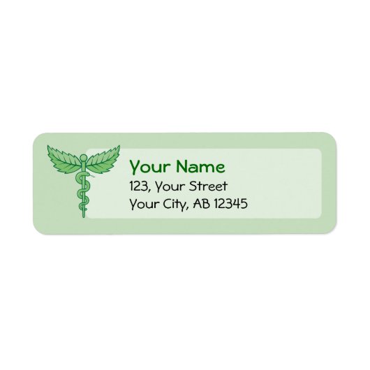 Caduceus met bladeren etiket (Voorkant)