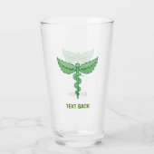 Caduceus met bladeren glas (Achterkant)