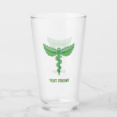 Caduceus met bladeren glas (Voorkant)