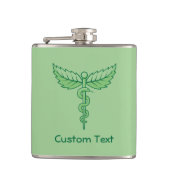 Caduceus met bladeren heupfles (Voorkant)