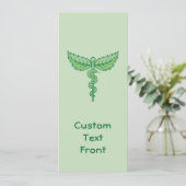 Caduceus met bladeren kaart (Staand voorkant)