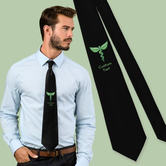 Caduceus met bladeren stropdas